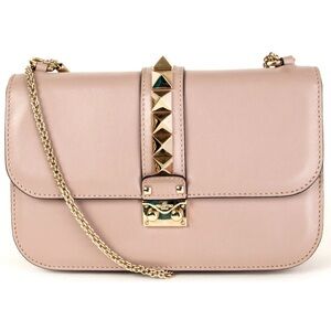 Authentic Vintage Valentino Medium Glam Lock Rockstud Flap Blush- like NEW!
